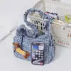 Bolso Luna de Cuadros Plegados Retro Japonés Bolso de Lona de Moda Ins Bolso Cruzado de Empanada Bolso de Hombro de Nicho Bajo el Brazo