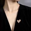 Broche de Corazón con Pedrería Completa de Diamantes, Estilo Japonés y Coreano, Personalidad de Alta Calidad, Combinación Perfecta, Pin con Forma de Corazón para Cuello de Camisa de Mujer, Accesorios para Ropa