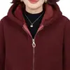 Chaqueta con Capucha Acolchada de Algodón para Madres de Mediana Edad y Mayores con Terciopelo Granulado, Estilo Nuevo Moderno y Elegante, Forrada de Polar, Engrosada, Transpirable y Cálida