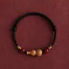 Pulsera de Madera de Melocotón Vieja Natural con Forma de Calabaza y Hilo Rojo para Hombres y Mujeres, un Amuleto Protector para el Año de Nacimiento, con Cuentas de Fortuna de Cinabrio