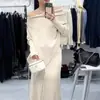 Conjunto de Top de Punto con Mangas Murciélago Hombros Descubiertos + Falda para Mujer 2026 Nueva Moda Diseño Elegante Conjunto de Dos Piezas