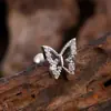 Unha de Osso de Orelha Zircônia de Aço Inoxidável Casual e Personalizada, Joia de Piercing de Unha de Orelha Micro-Embutida Exquisita e Compacta 0.8*6*4mm