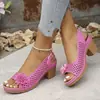 Sandalias de Tacón Alto Florales de Talla Grande para Mujer de Comercio Exterior Europeo y Americano, Nuevas de Otoño 2026, Elegantes, Casuales, con Tacón Grueso para Mujer