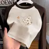 Blusa Térmica Feminina de Fleece Escovado Outono Inverno Estilosa Tamanho Médio a Grande Infantil Camiseta Color Block de Manga Longa Menina Gola Redonda Roupa Íntima Top