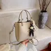 Bolsa de Cubo de Mano de Color Sólido Simple con Textura de Piedra para Primavera y Verano, Bolso Cruzado Casual de Hombro para Mujer Estilo Commuter