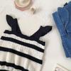 Ropa para Niños Cutemily Suéter de Punto Hueco Rayado para Bebé Chaleco de Punto Lindo Estilo Festivo para Niña Tirantes Manga Volante