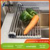 Aço Inoxidável 304 Cortina de Rolo Drenante Dobrável com Controle de Água Tapete para Pia Tigela de Silicone Hashis Suporte para Filtro de Água Suporte Doméstico para Escorrer Frutas e Legumes