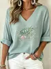 2026 Sitio Independiente Transfronterizo de Comercio Exterior Nuevo Suéter Pulóver de Manga Larga con Escote en V Descubierto Hombros Estampado Digital 3D Camiseta para Mujer