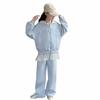 Traje de Otoño para Niñas 2025 Nuevo Sudadera con Capucha y Cremallera de Encaje para Niños Pantalones de Pierna Ancha Ropa Exterior Conjunto de Dos Piezas