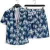 Camisa Floral Marca da Moda Manga Curta Roupa de Férias Masculina Havaiana Casal Solto Casual Conjunto de Duas Peças Tamanho Grande Litoral Praia