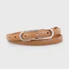 Nuevo cinturón simple con hebilla de presión para mujer, cinturón versátil vintage de cuero genuino, cinturón delgado de nicho para combinar con jeans y faldas