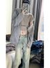 Calça Jeans Skinny Reta Amarela Tingida com Lama para Mulheres Verão Nova Cintura Alta Solta Modeladora Comprimento Total Tendência