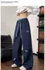 Calça patchwork de Dachshund para homens, tendência de primavera, casual de rua americana, solta, reta, perna larga, moletom
