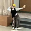 Conjunto de Estilo Artístico para Niñas Colección Otoño 2026 Nuevo: Conjunto de Dos Piezas para Niños Mayores con Chaleco Falso de Dos Piezas, Camiseta y Pantalones de Algodón de Pierna Ancha