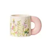 Taza de Cerámica con Mango Floral Estilo Japonés Pastoral Taza de Café con Flor de Dibujos Animados y Platillo Set de Taza con Animal Lindo