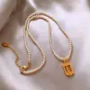 Collar con Colgante de Oro de Arena con Método Antiguo de Ábaco Ruyi y Perlas de Vidrio para Mujer con Cuentas Xiaomi, Estilo Lujo Ligero, Collar para Clavícula de Celebridad de Internet