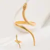 Viento Frío Europeo y Americano Serpiente Retorcida Forma de Apertura Oro y Plata Tendencia Pulsera Anillo set Joyería de Moda Sencilla para Mujer