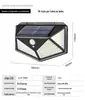 Luz Solar Externa com Sensor de Presença, Luz de Parede para Jardim à Prova d'Água, 30 LEDs, Três Funções