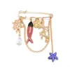 Broche Ins Exagerado Estilo Océano con Pez Tropical Pintado y Coral, Pin de Cinturón Dulce y Divertido con Elementos Marinos para Mujer