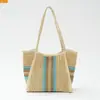 Bolsa de Ombro Feminina Novo Estilo Bolsa de Praia Férias na Beira-Mar Grande Capacidade Tecida Bolsa Tote para o Dia a Dia Atacado Praia