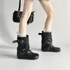 Hebilla de cinturón estilo coreano, botas de moda apiladas para mujer, nuevo modelo de otoño 2026, que aumentan la altura, adelgazantes, de punta redonda, hasta la pantorrilla, botas de moda