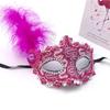Máscara de Plumas de Halloween Baile Máscara de Princesa Sombrero de Copa de Diamantes de Belleza para Niños Encaje Media Cara Máscara para Ojos