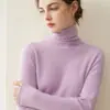 26 nuevos modelos de suéteres de cachemir 100% puro de prêt-à-porter de primera línea para mujer, camiseta base de punto de cuello alto, suéter de invierno