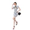 2025 Nuevo Estilo de Verano Cheongsam Mejorado para Niña Look Adelgazante Vestido Callejero de Manga Corta Ceñido a las Caderas