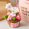 Regalo del Día del Maestro Ramo de Flores de Pompones Cesta de Mimbre con Margaritas Recuerdo del Día de San Valentín Chino Accesorios Venta al por Mayor