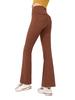 Calça Yoga Pilates Respirável Boca de Sino Lycra Roupa de Trabalho Bolso Calça Yoga Feminina Cintura Alta Levanta Bumbum Esportiva Longa
