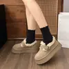 Zapatos de frijol de terciopelo grueso peludos cálidos Birkenstock zapatos de algodón para mujer 2026 nuevo estilo invierno zapatos de mujer suela gruesa botas de nieve