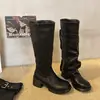 Elegantes y modernas botas largas de estilo retro con hebilla para mujer, colección otoño 2026, tacón grueso elegante, efecto adelgazante, botas de montar y botas de plataforma
