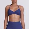 Sutiã Esportivo Cruzado de Cor Sólida Liso Lindo Costas Apertadas Alta Elasticidade Decote Halter para Corrida Fitness Yoga Feminino