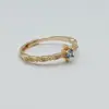 Anillo Chiba Estilo Nuevo Europeo y Americano Incrustado Topacio Zafiro Chapado en Oro Rosa 18K Circonita Anillo de Compromiso Anillo de Cola