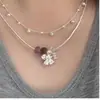 Collar de Flor de Citrino con Diseño de Estilo Nacional, Ensamblaje de Cristal en Tubo de Plata, Cadena para Clavícula para Usar en Capas, para Mujeres