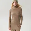 Nuevo otoño 2026 100% cachemir puro suéter base de punto ajustado para mujer con cuello alto