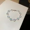 Coleção Estrela Azul Marinho! Pulseira de Zircônia Oval Laço Pulseira Transparente Estilo Fada Luxo Leve Sensação de Alto Padrão Joia de Mão Atacado