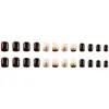 Uñas Portátiles de Comercio Exterior Más Vendidas, Pegatinas Francesas Color Tan con Lámina Dorada, Uñas Postizas Portátiles Press on Nails