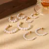 Brincos de Pérola em Formato de C de Aço Inoxidável Processados e Personalizados para Mulheres, Brincos de Miçangas, Brincos de Alto Padrão, Joias Elegantes Versáteis