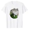 Camiseta Nueva con Estampado de Meme de Gato Sandía para Mujer, Moderna, Comercio Exterior, Holgada, Casual, Deportiva, Manga Corta