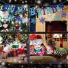 Suprimentos Bandeirolas de Natal Tema Frozen Adereços de Decoração de Aniversário Bandeirolas de Flocos de Neve Pompons de Papel Azul e Branco