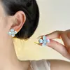Pendientes Exquisitos de Alto Nivel con Esmalte de Flores y Gota de Aceite Diseño de Pendientes Franceses de Nicho Joyería para Orejas de Temperamento Versátil Producto Nuevo
