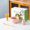 Tigela de Matcha Transfronteiriça com Bico, Conjunto Japonês de Matcha em Cerâmica em Formato de Coração Caixa de Presente, Conjunto de Chá Estilo Ins, Suporte de Chá Japonês