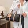 Bolso Boston de Bloques de Color Moderno y Sencillo para Mujer, Bolso Cruzado de Hombro Versátil de Verano en Piel con Textura Casual para el Día a Día