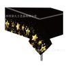 Mantel de cumpleaños y Año Nuevo ZB102 de color negro y dorado de 130 x 220 cm, mantel de fiesta de una sola vez, mantel de fiesta de PE