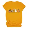 Amazon Wish site independente moda casual feminina maçã livro lápis fantasma abóbora gola redonda manga curta camiseta
