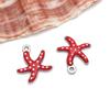 1 Pingente de Aço Inoxidável Eletrodepositado a Vácuo Esmalte Colorido Gota de Óleo Estrela-do-Mar Pingente Acessórios para Joias DIY