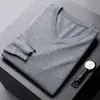 Suéter de Punto para Hombre con Cuello en V, Color Sólido, Moda y Sencillez, Hilo Core-Spun para Hombres Jóvenes y de Mediana Edad