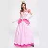 Fantasia de Halloween Mario Bridget Princesa rosa pricess Traje de Palco Rainha da Festa Vestido