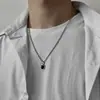 Collar cuadrado negro de acero de titanio de marca de moda de hip-hop para hombre, diseño de nicho simple, cadena de lana de acero de titanio para pareja, accesorios para mujer